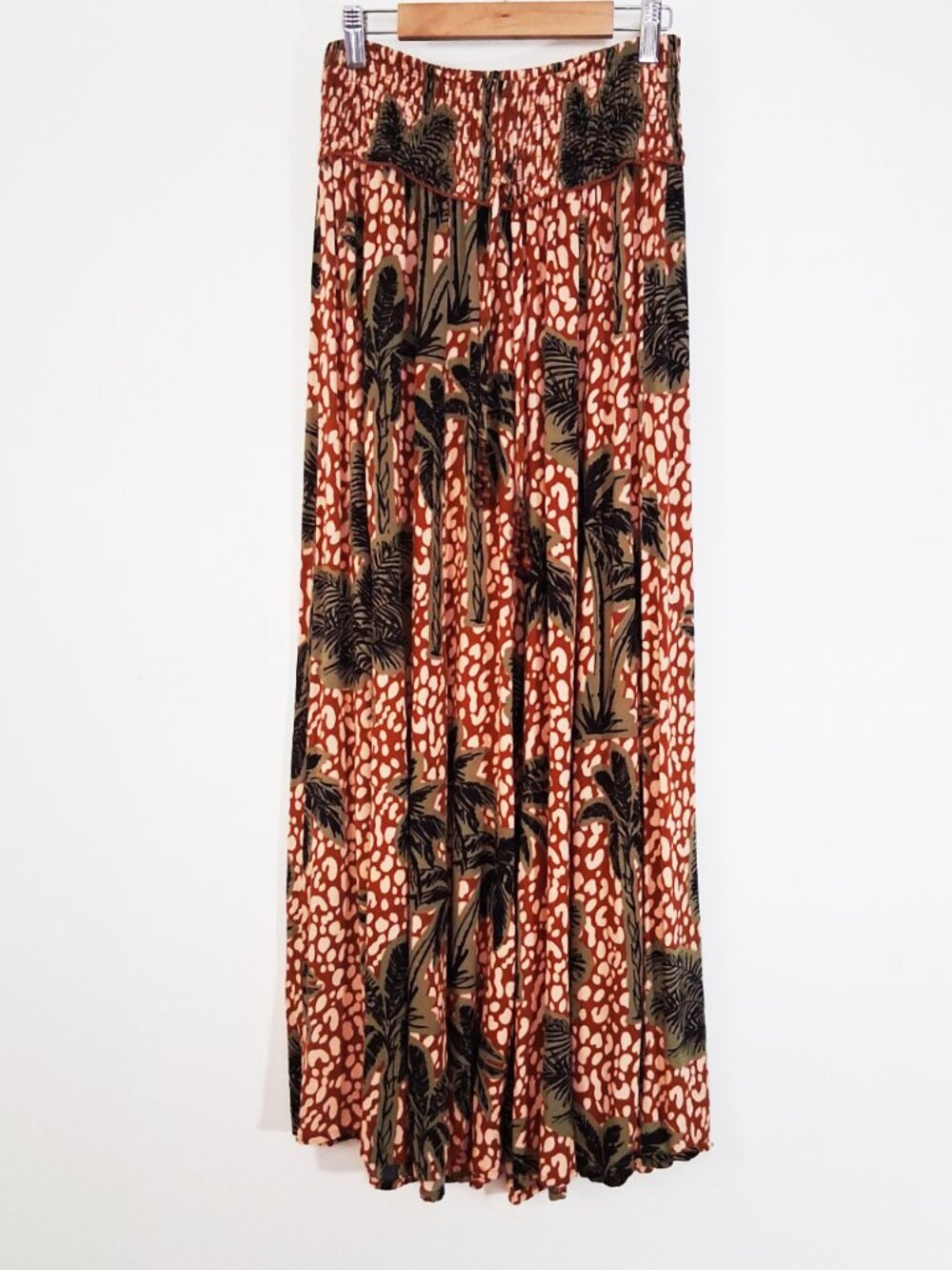 True Destinations Tropical Wide‑Leg Pants – Palm Print – Size M
